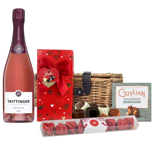 Taittinger Nocturne Rose Sec Champagne 75cl And Chocolate Love You Hamper